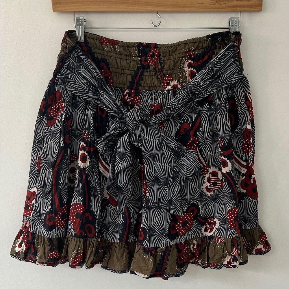 Anthropologie Letmebe Skirt Women’s XL Elastic Waist Floral Bow Ruffle Mini - Picture 4 of 14